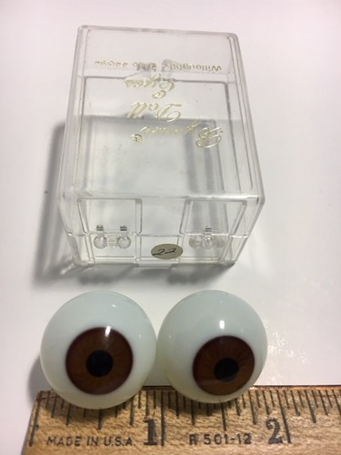Byron Doll  Eyes Willoughby Ohio ROUND BLOWN GLASS DOLL brown-hazel color 22mm