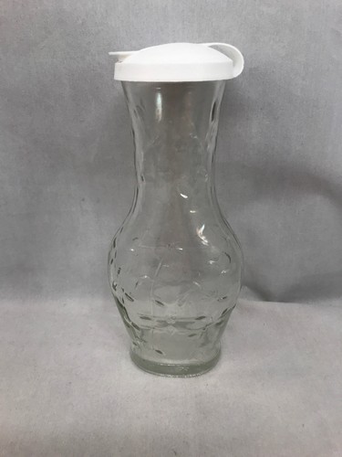 Vintage Good Seasons Salad Dressing Cruet Shaker Bottle Glass Lid Vine Embossed