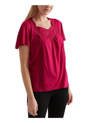 

Женский топ с короткими рукавами и вышивкой LAUREN RALPH LAUREN, Розовый