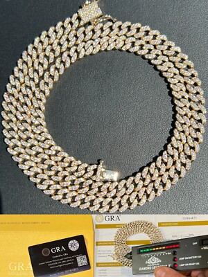 Solid 10k Gold Iced MOISSANITE 6mm Miami Cuban Chain Necklace Pass Tester