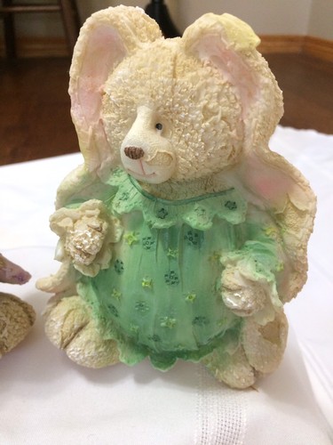 2 GIRL BUNNY figurines w/ dresses 6