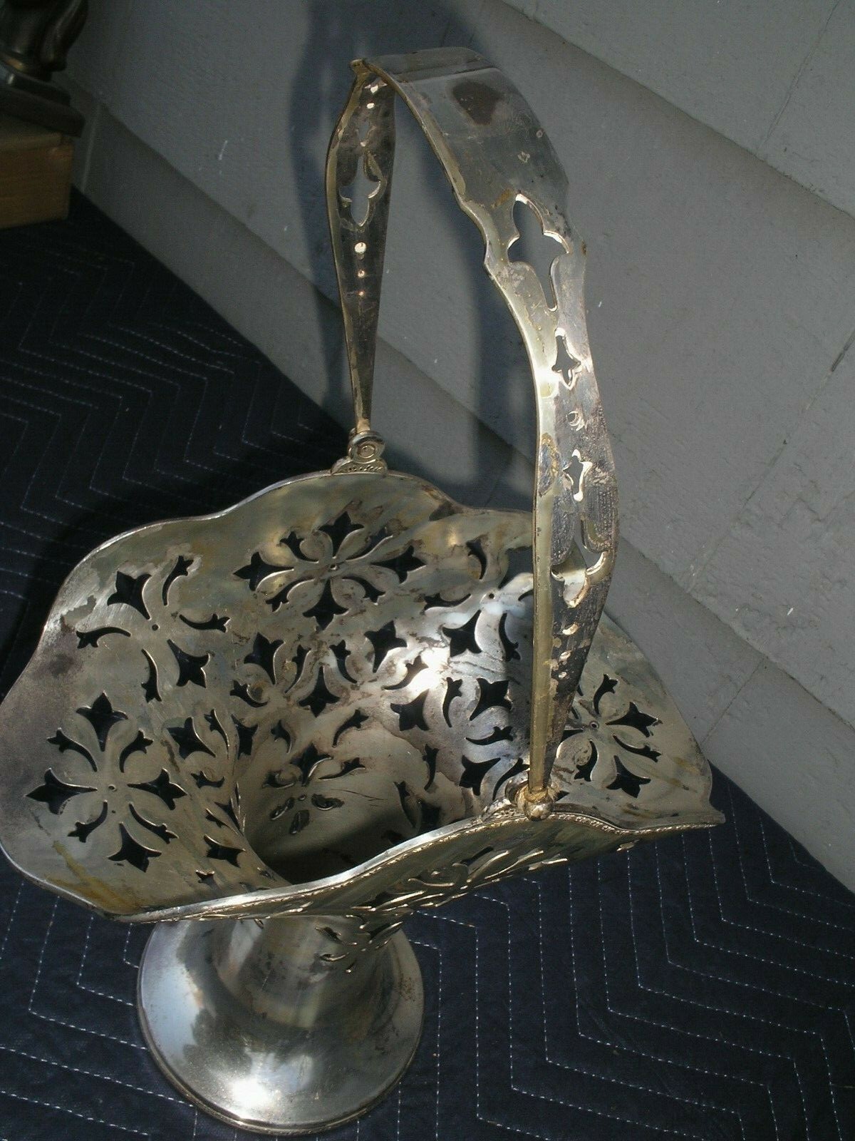 ANTIQUE RETICULATED SILVER PLATED BASKET