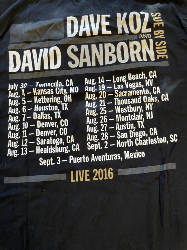 AUTHENTIC DAVE KOZ AND DAVID SANBORN SIDE BY SIDE CONCERT TOUR LIVE SHIRT 2016 