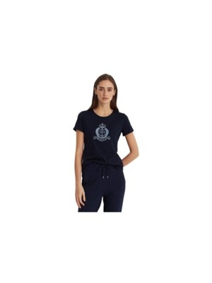

Женская темно-синяя футболка с короткими рукавами и круглым вырезом RALPH LAUREN, Navy