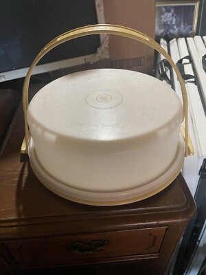Tupperware Pie 1-Layer Cake Carrier Taker Vintage 1970s Harvest Gold Complete