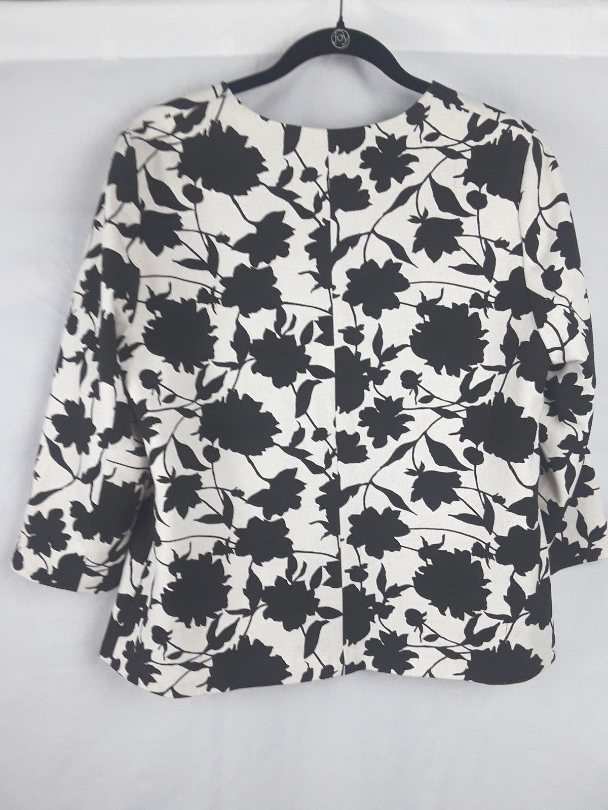 Sag Harbor Women's Stretch Black Tan Jacket Coat Career Top 3/4 Sleeve  Size 12