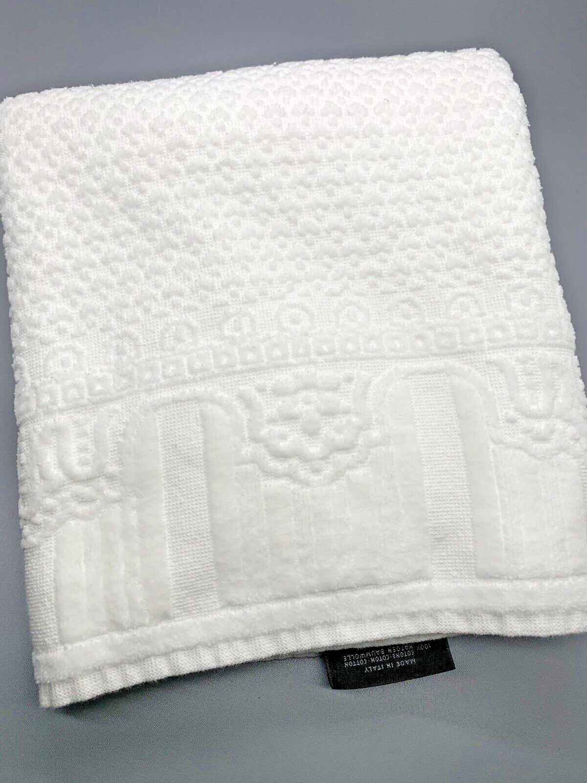 Carrara White Towel Made in Italy 100% Cotton Matelasse Style Look 40