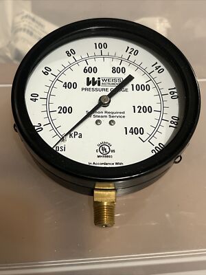 Weiss Instruments- 4CTN-1-200-4L, 1/4'' Male 0-200 Psi 4.5'' Round Pressure gauge