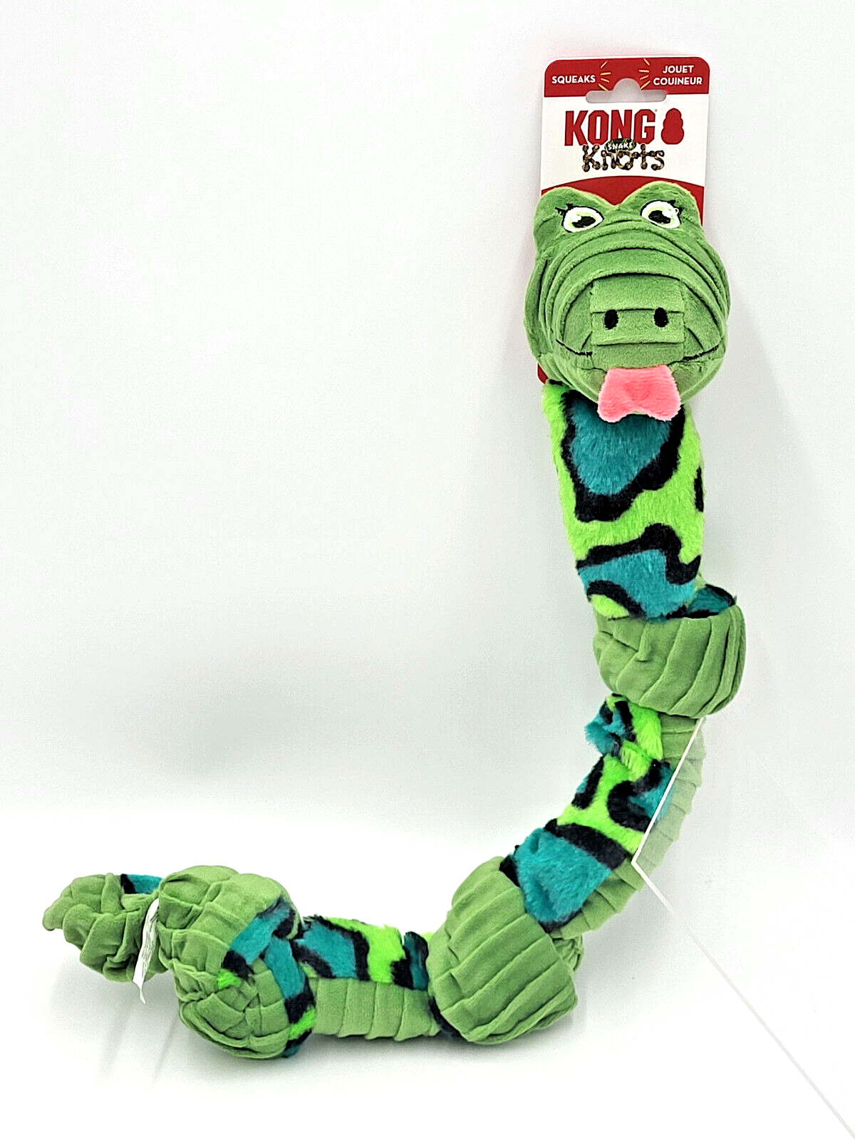 KONG Knots Snake Green Low Stuff Squeaky Dog Tug Toy 24"