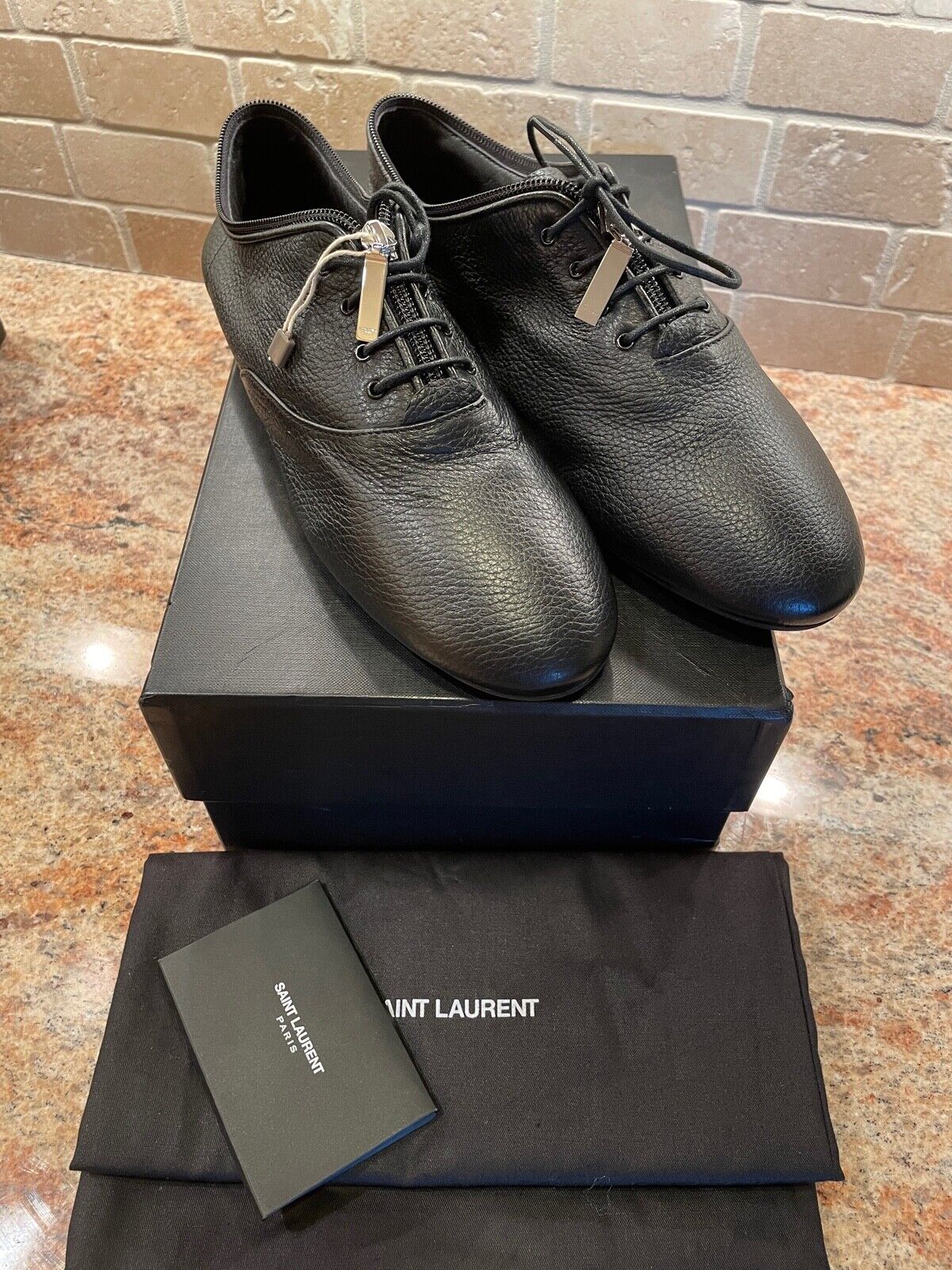Yves Saint Laurent Black Leather Japanese Style Lace up Shoe Yves Saint Laurent Black Leather Japanese Style Lace up Shoe