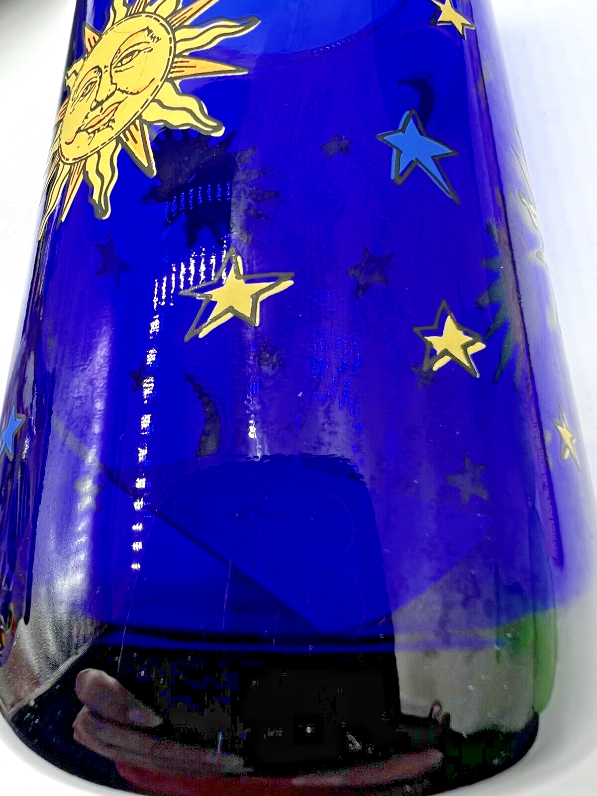 Libby Celestial Cobalt Blue Moon Sun & Stars 16 oz Highball Juice Glass Tumbler