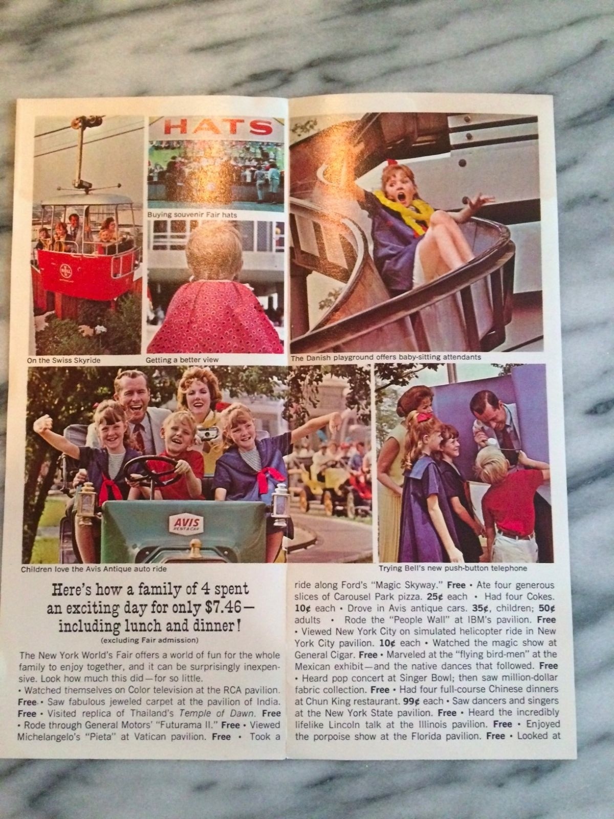 1964 New York Worlds Fair Family Fun at the Fair Brochure Pizza Coke Bell Phone!