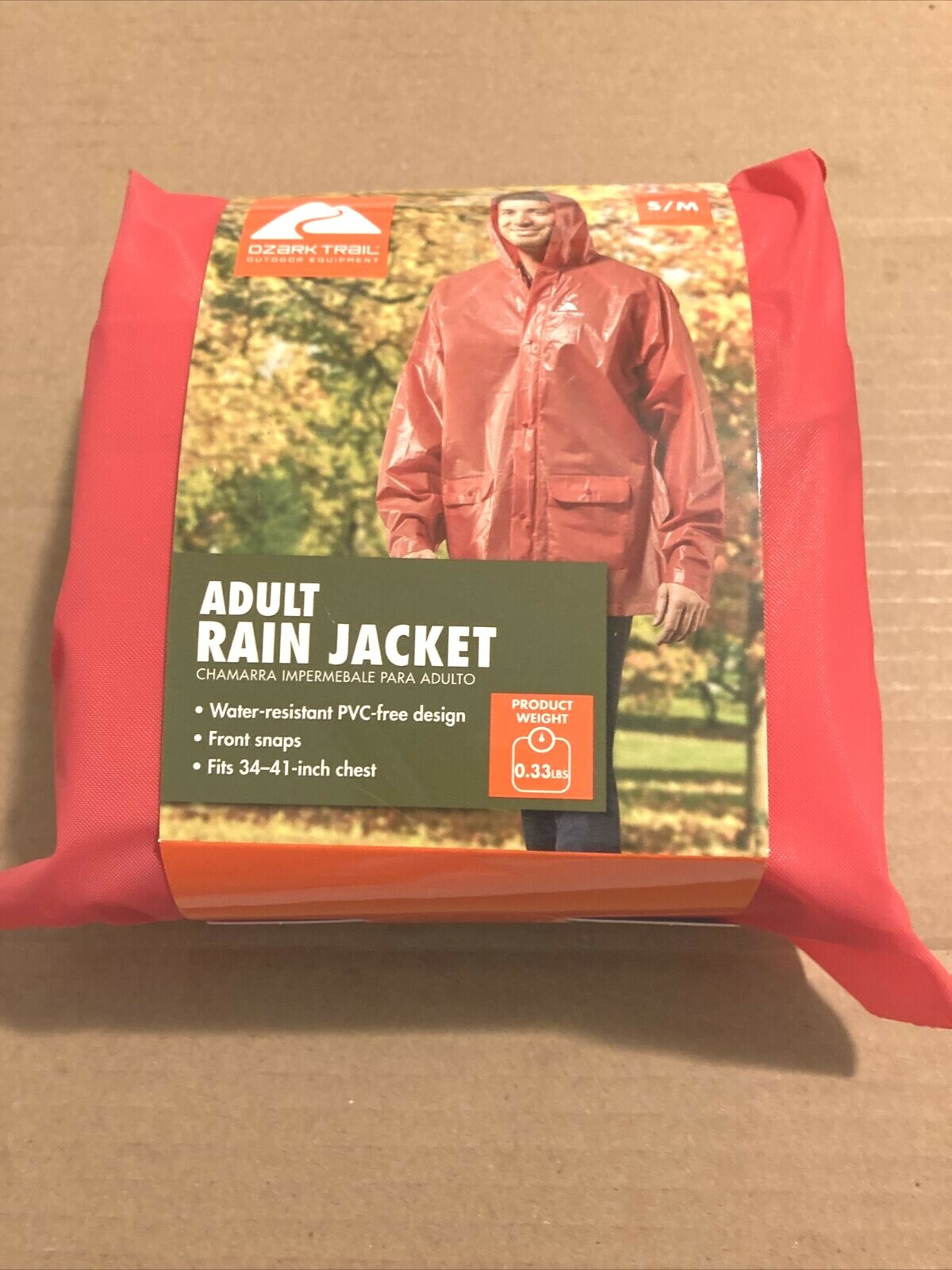 Ozark Trail Adult Rain Jacket (Red, Size S/M)