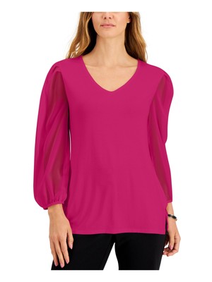 

JM COLLECTION Женский розовый топ с v-образным вырезом для работы, размер