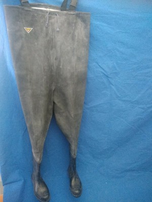Cuissardes/Bottes De Pêche En Caoutchouc Vintage - Noir, Taille Adulte Unisexe