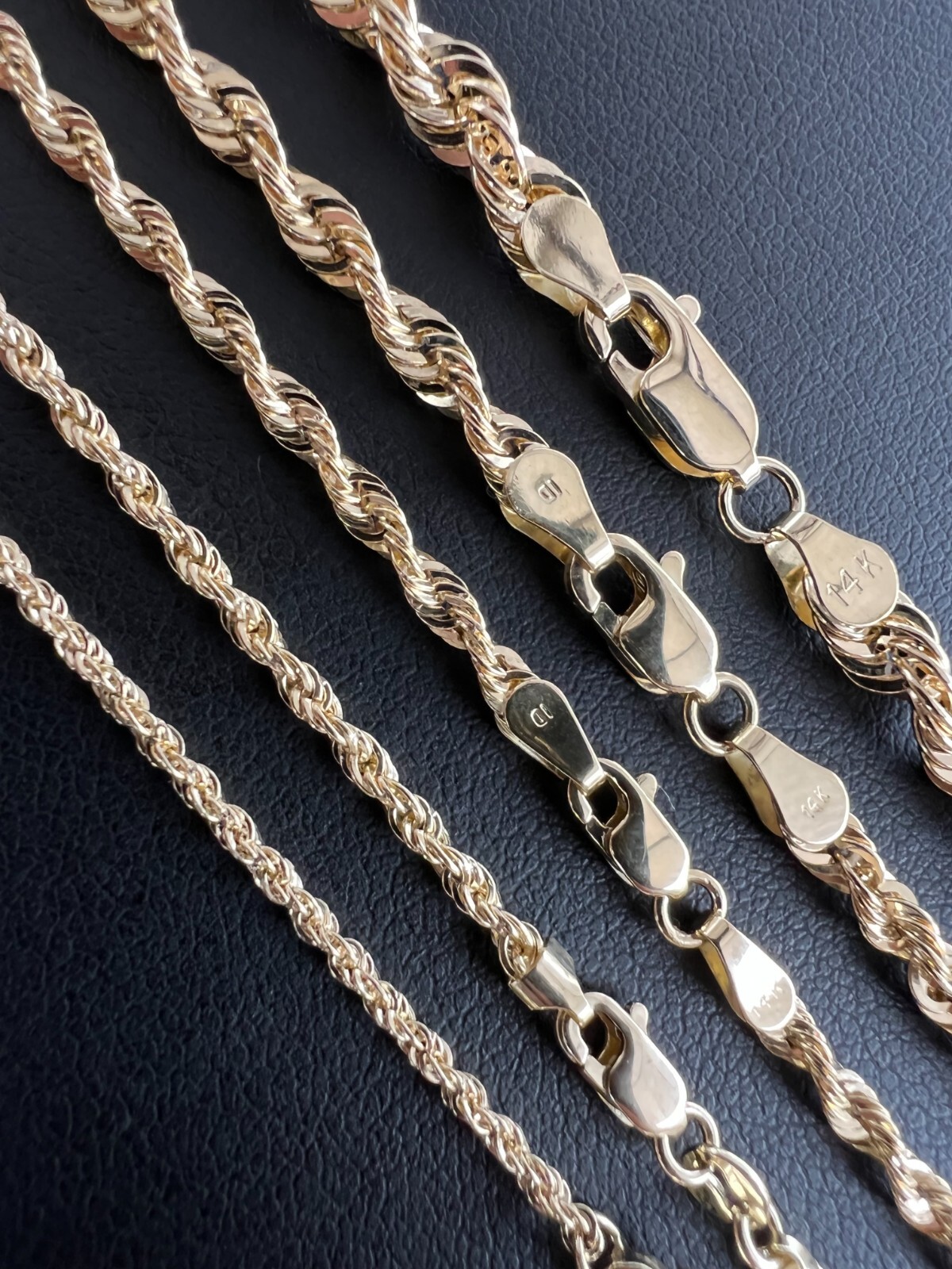 Pre-owned Harlembling Men's Women's Real 14k Yellow Gold Hollow Rope Chain Necklace 1.5mm-4.5mm 16-30"