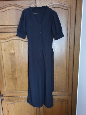 NA-KD Damen Blusenkleid Lang Schwarz Gürtel Frühling/Sommer Mode Fashion Gr. 36
