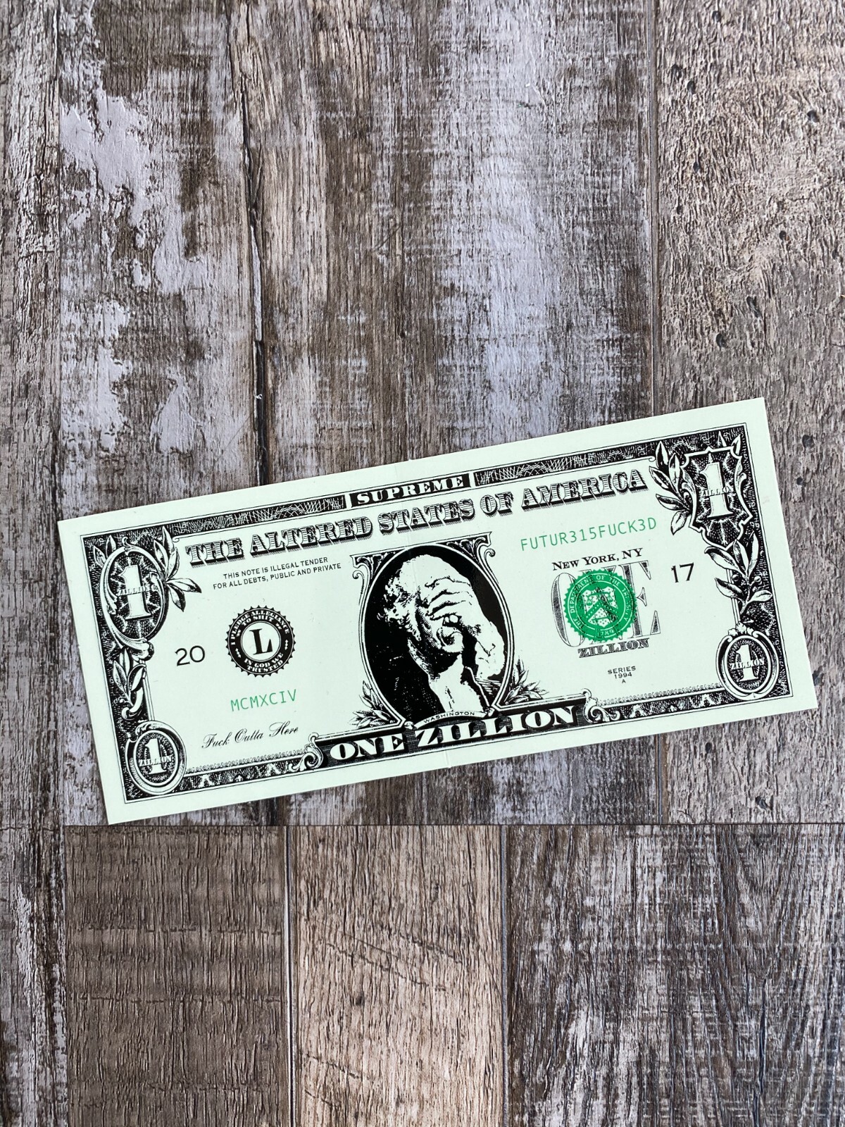 SUPREME ZILLION DOLLAR BILL STICKER FW17 | eBay