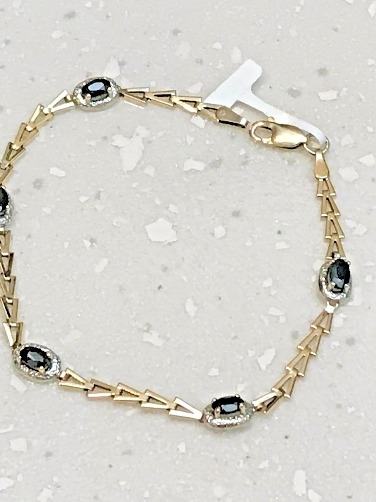 10K SOLID YELLOW GOLD AND 1.0 CARAT NATURAL SAPPHIRE BRACELET + GIFT BOX