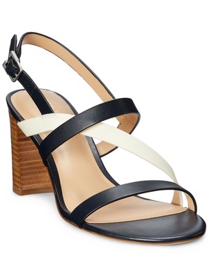 

RALPH LAUREN Женские темно-синие/ванильные черные кожаные сандалии Mackensie с ремешком на пятке, Черный, 802826758001