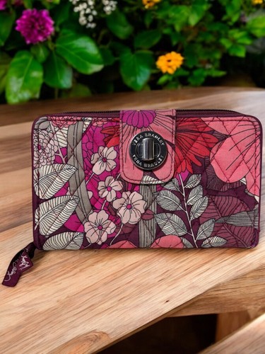 Vera Bradley Quilted Dark Purple Floral Turn Lock Wallet | eBay