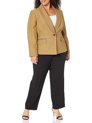 

LE SUIT Женский желтый деловой костюм в елочку Прямой брючный костюм