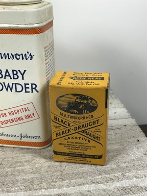 Vtg Medicine Lot Kindle Jel Baby powder Black Draught laxative
