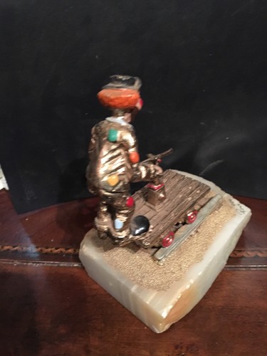 Ron Lee Hobo Clown Sculpture On Train Cart Vintage 1980