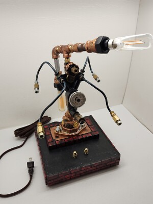 Steampunk Style Industrial Table Lamp Hand Crafted Multiple Lights
