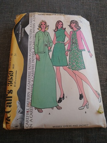 1973 McCALL'S 3659 LADIES FLOOR or KNEE LENGTH DRESS JACKET