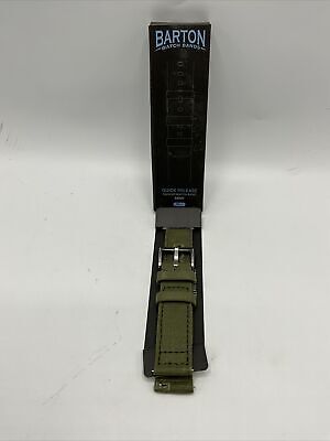 Barton Quick Release - Top Grain Leather Watch Band Strap 20mm Army Green New