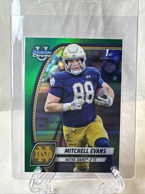 Mitchell Evans 2024 Bowman Chrome University Green Refractor #'d /99 Notre Dame
