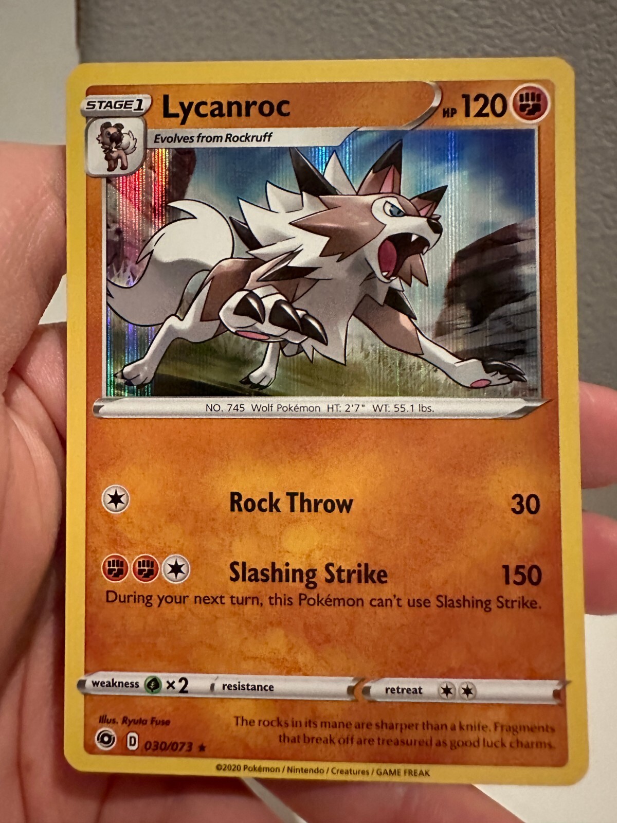 Pokémon - Lycanroc - Champion's Path - 30/73 - Holo BLEED Pokémon - Lycanroc - Champion's Path - 30/73 - Holo BLEED