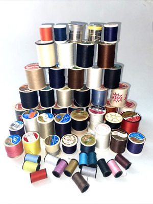 Vintage Sewing Machine Thread Spools ~ Lot Of 55 ~ Assorted Colors, Types, Sizes