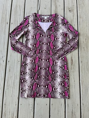 DIANE VON FURSTENBERG Reina Dress 8 Pink Snake Print Silk Shift Python Magenta