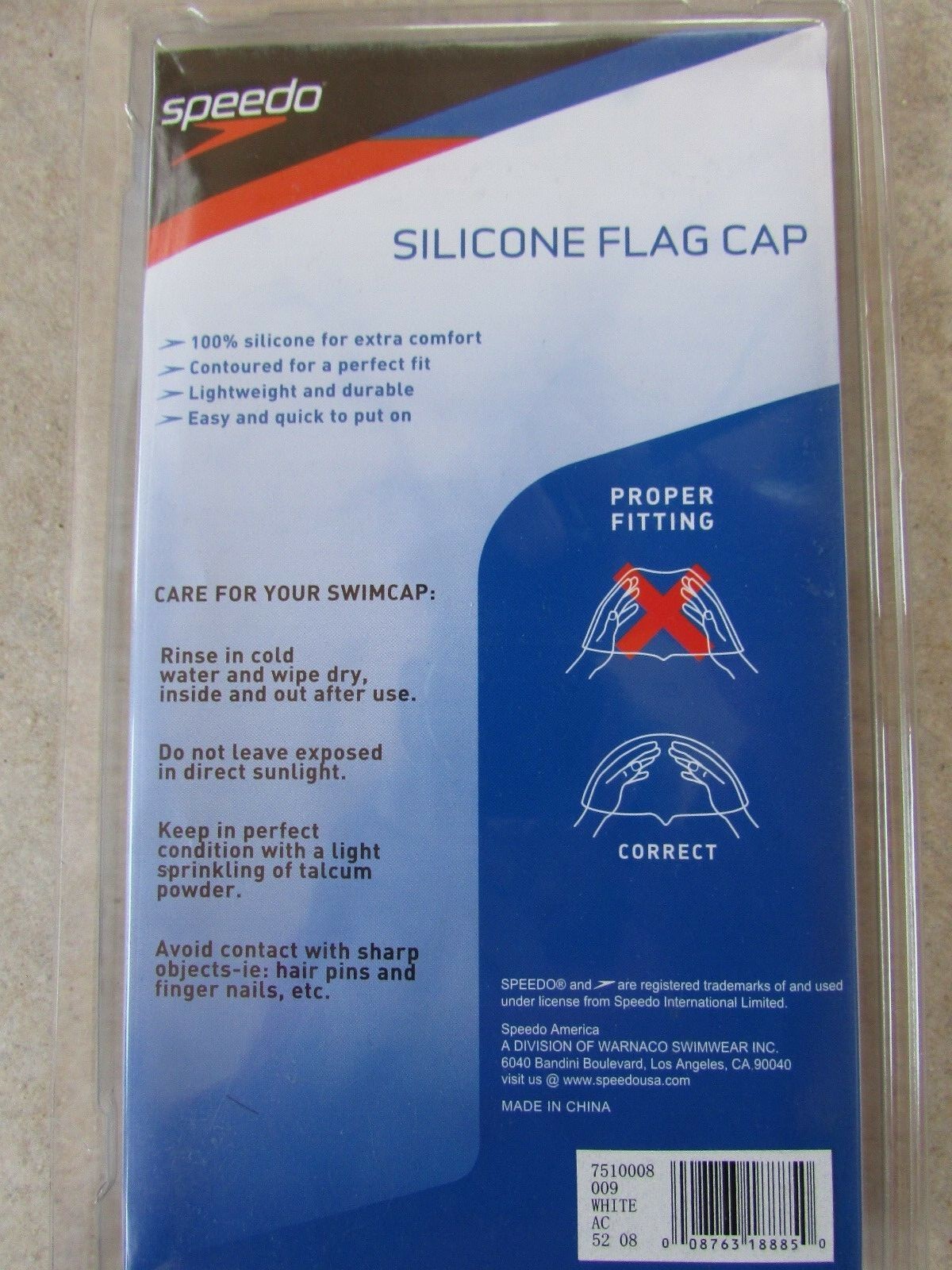 SPEEDO USA Flag Swimming Cap Silicone Adult One Size Stretch NEW