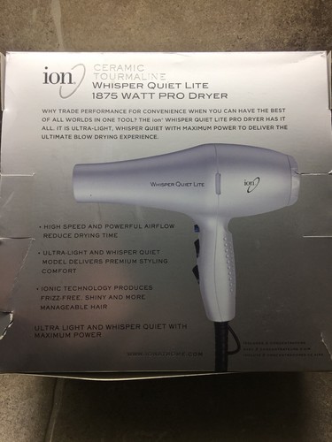 Ion Whisper Quiet Lite Ionic - Ceramic Tourmaline Hair Dryer, 1875 Watts NEW!!!