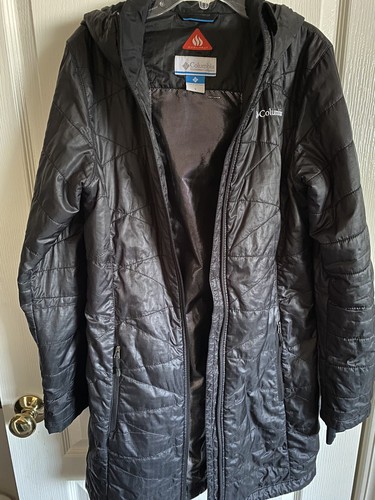 Columbia Womens Omni Heat Long Hooded Jacket Size S Coat Puffer Black