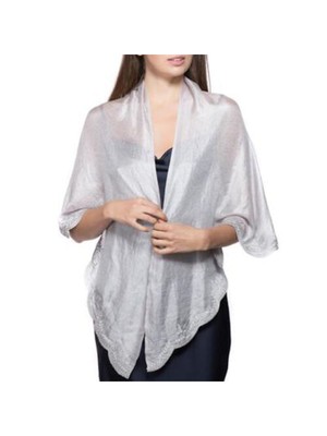 

INC Womens Silver Crescent Shape Scalloped Embroidery Border Wrap, Серебряный