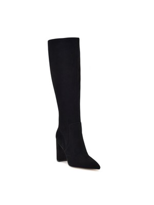 Женские черные замшевые сапоги NINE WEST Comfort Danee с острым носком на блочном каблуке 7 М