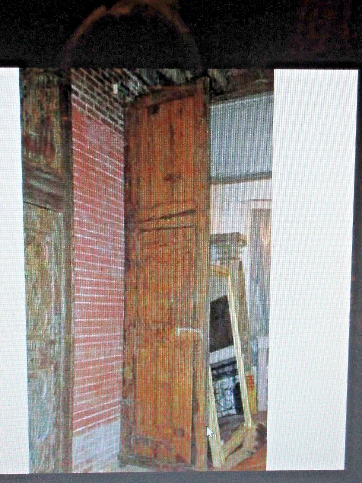 ARCHITECTURAL LARGE ANGLO INDIA PAINTED TEAK DOUBLE DOOR/S