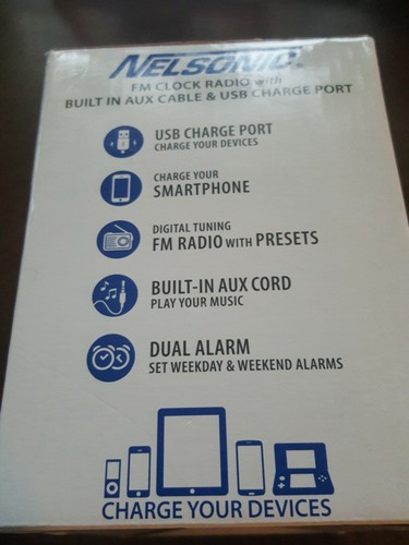 Nelsonic FM Clock Radio w/ USB Port - Nelsonic NLC727