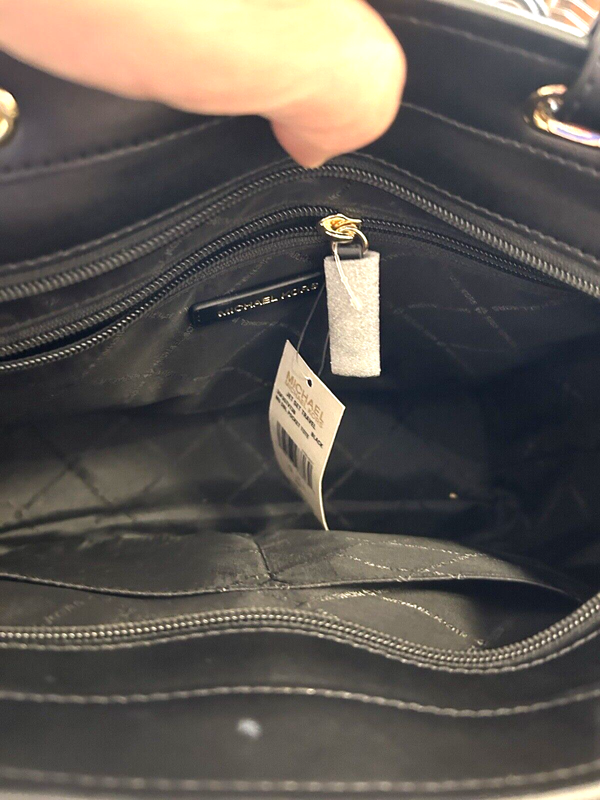 MICHAEL KORS JET SET TRAVEL MEDIUM DOUBLE POCKET TOTE SHOULDER BAG MK BLACK