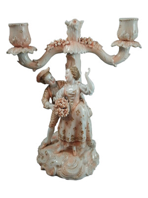 Antique porcelain candelabrum ,Richard Eckert et Cie,Volkstedt-Rudolstadt
