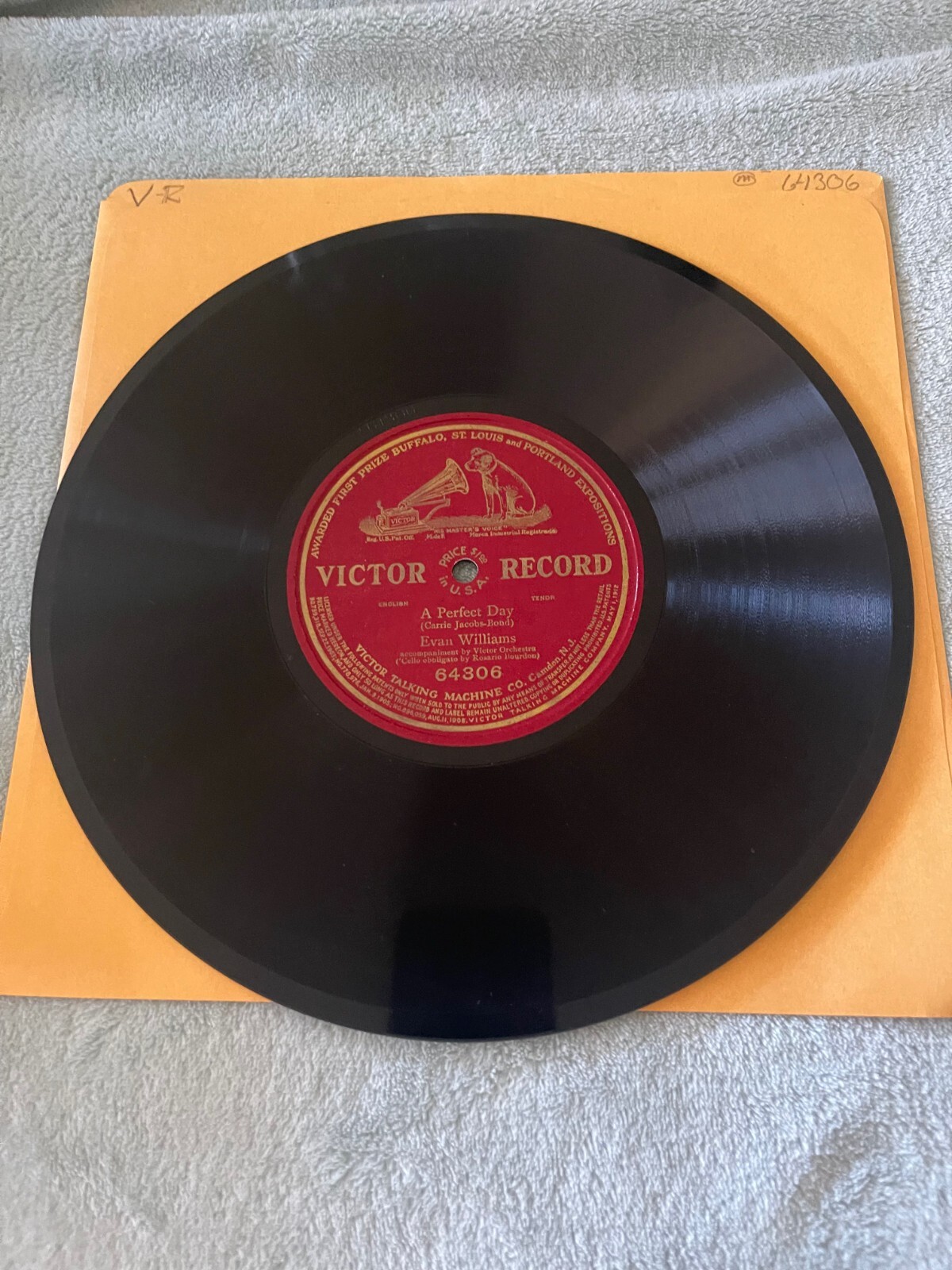 RPM 「As One 」LP VICTOR Record 78 rpm 64306 Evan Williams A PERFECT DAY One