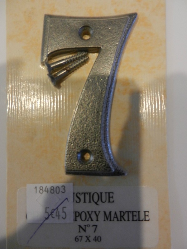 Chiffre Epoxy Martele Rustique NÂ° 7 Gris 67x40 Cl 01