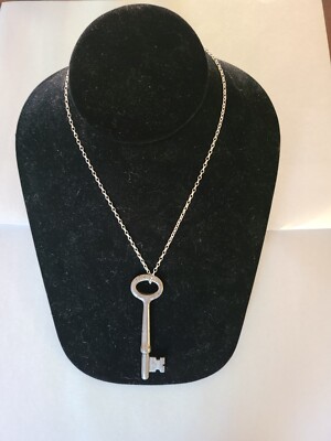 Vintage Skeleton Key Necklace  Genuine 925 Sterling 16'' Chain Valentines Day