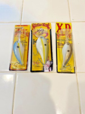 Lot of 3 strike king HC5 PRO /5XD and KVD 4.0 Crankbaits New Free Shipping!!