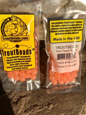 Troutbeads Peach Roe 8mm, Pack of 40 Beads
