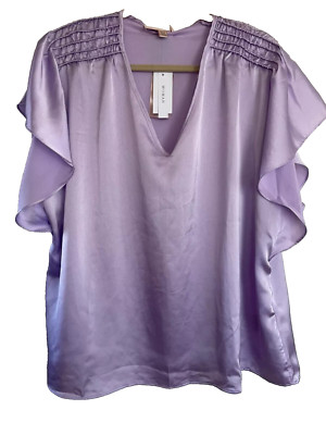NWT Philosophy Woven Boho Top Shirt Blouse Short Sl Tunic Plus Sz 2X Satin Lilac